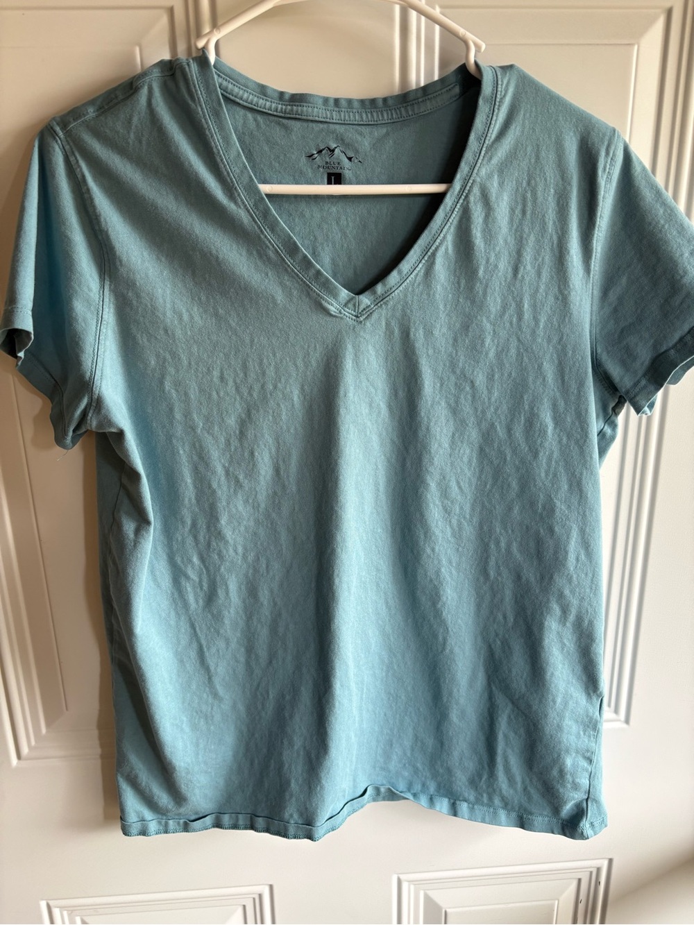 Women's V-Neck Short Sleeve Tee in Light Blue